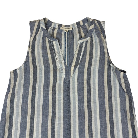 beachlunchlounge Dresses & Skirts - Beachlunchlounge Blue White Striped Sleeveless V-Neck Shift Dress Pockets Medium